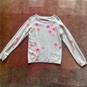 Chinti & Parker Gray Sweater w/ Pink & Orange Stars - Sz M